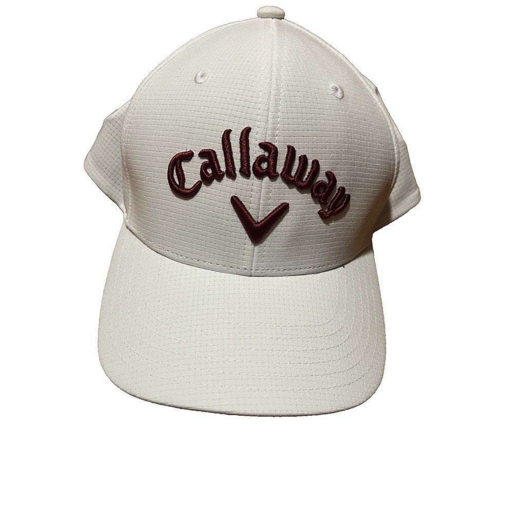 Callaway Odyssey Golf Hat White Maroon Embroidered Logo Adjustable Cap